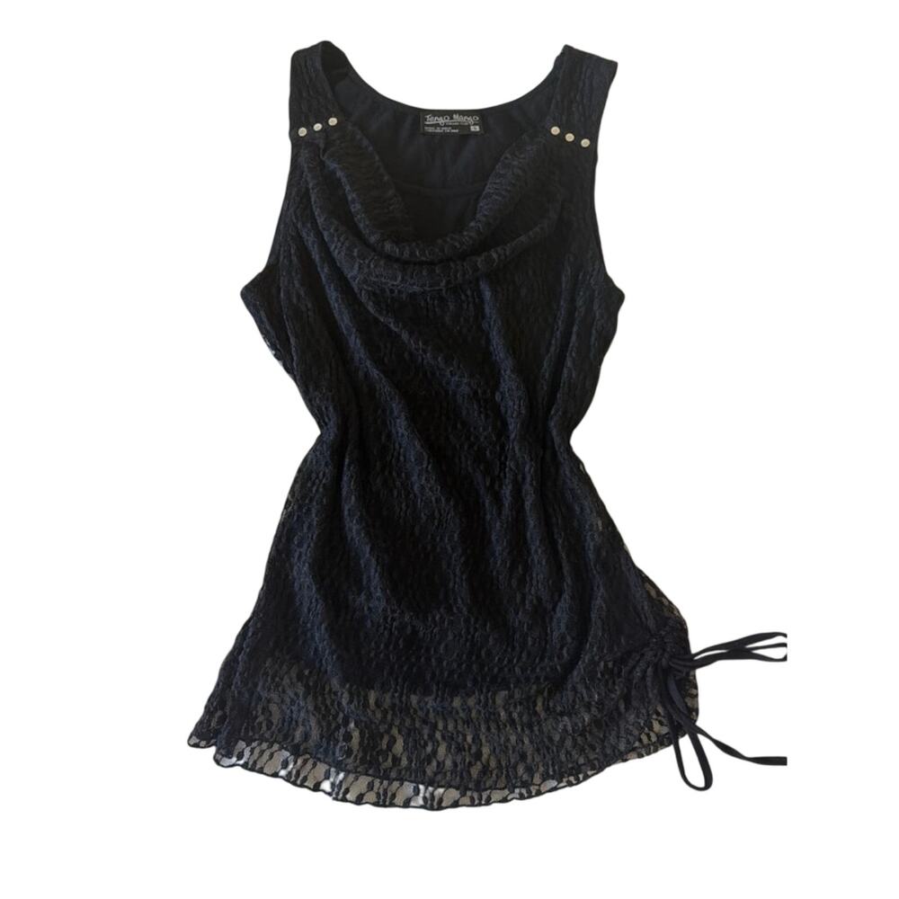 vintage y2k tango mango black lace cowl tank top size small whimsigoth